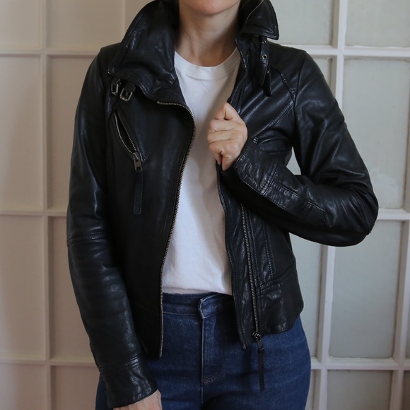 All Saints Jackets & Blazers - Black AllSaints leather Belvedere jacket